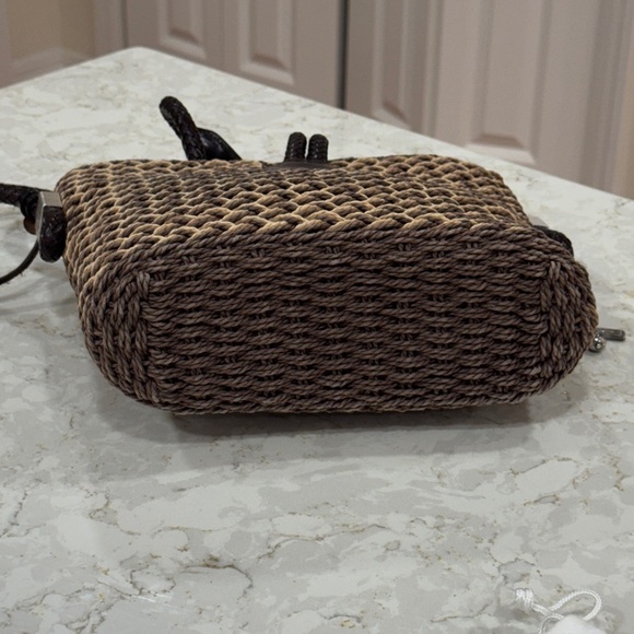 Brighton women's rattan & brown leather shoulder purse - near perfect condition - Picture 8 of 12